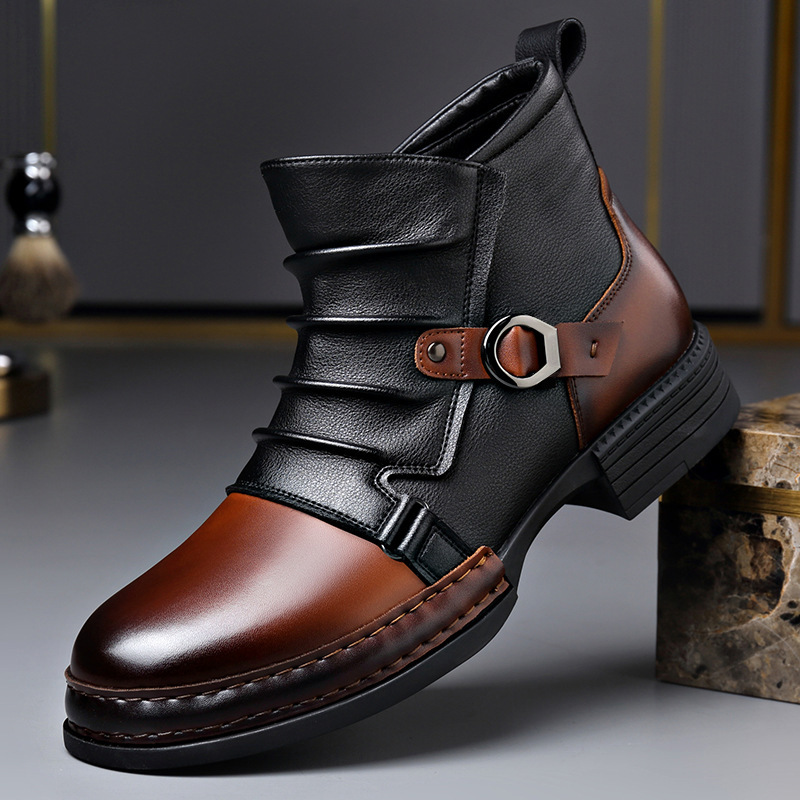 Men'S Shoes Zipper - Sonbahar Kış Retro yarım çizmeler Erkekler