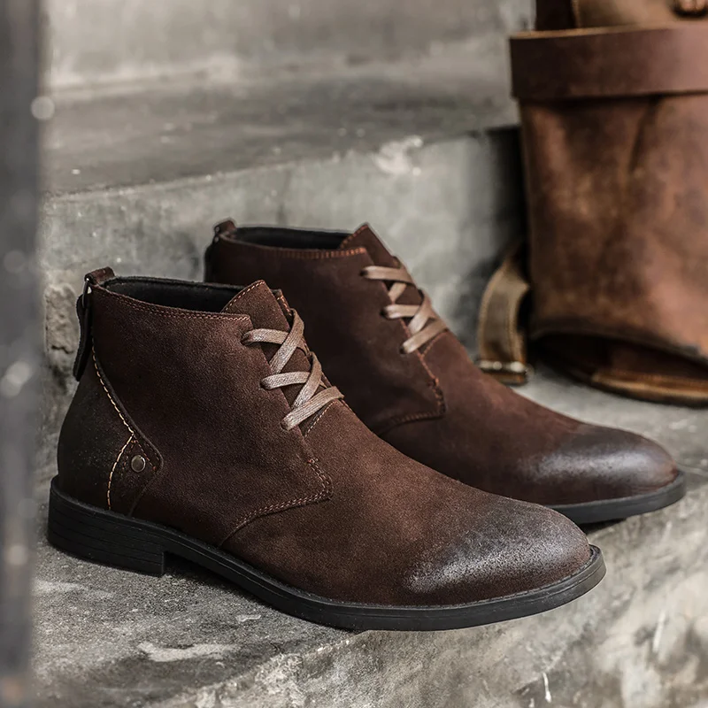 Men'S Shoes Zipper - Yeni İnek Derisi Süet Bilek Botları