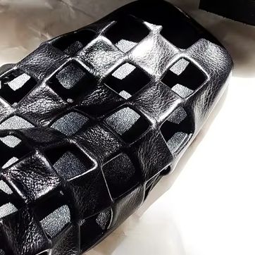 Men Shoes 2026 - Kadın Siyah Kafesli Düz Sandalet 2026