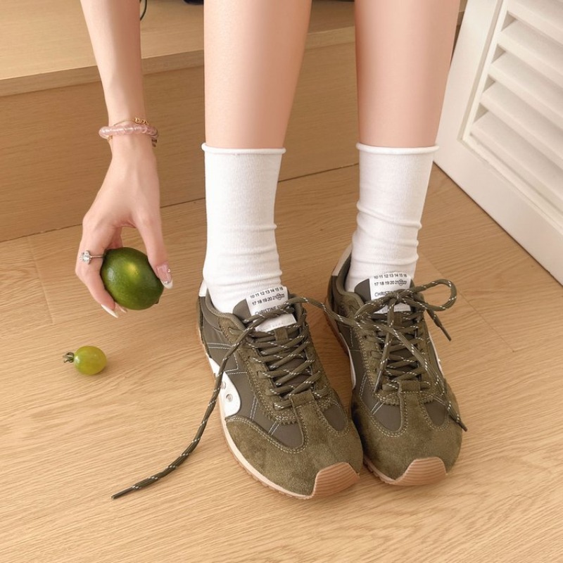 Casual Sneaker Low - Retro Renk Bloklu Spor Ayakkabılar Kadın
