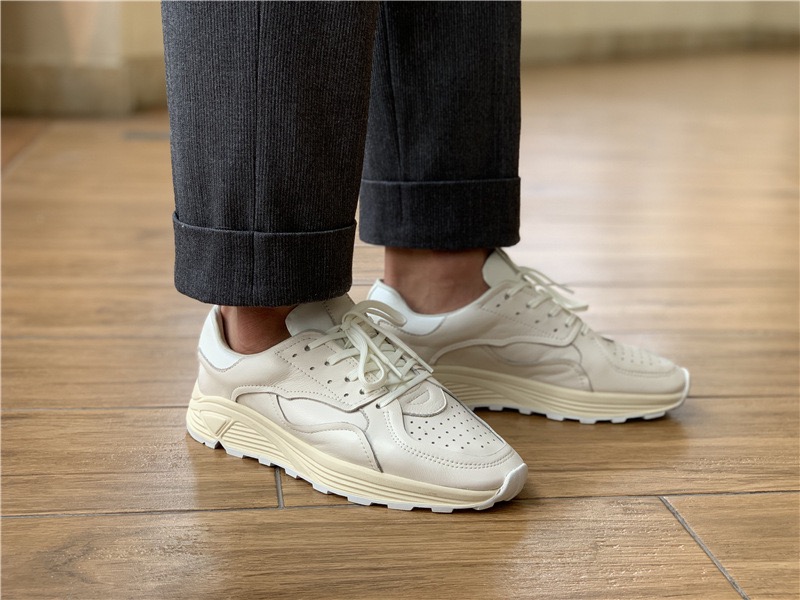 Men Shoes Boss - Yuvarlak burunlu bağcıklı rahat beyaz kalın