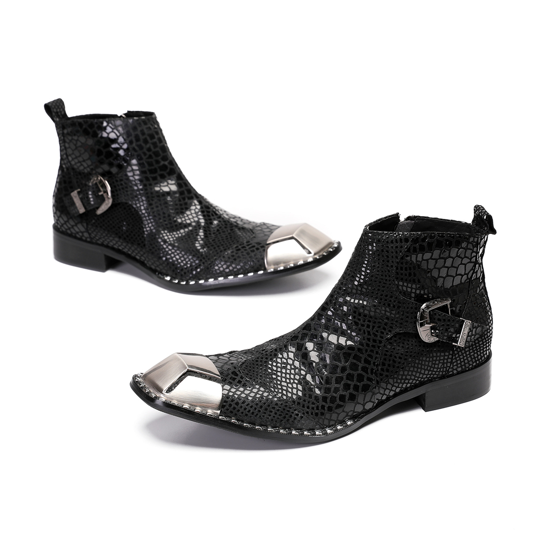 Men'S Shoes Zipper - İngiliz siyah inek deri erkek parti