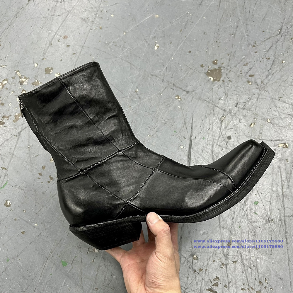 Siyah Deri Erkek Botları Sivri - Men'S Shoes Zipper incelemesi ve fiyatı