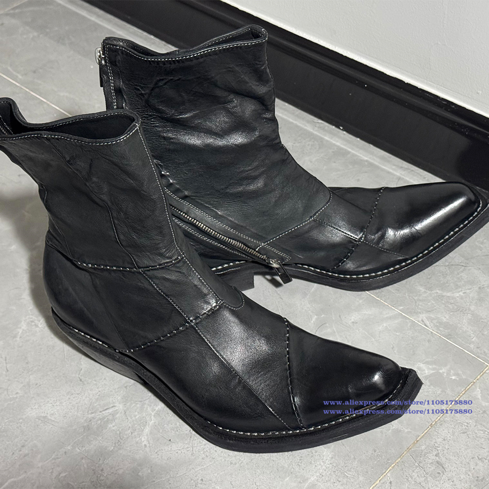Siyah Deri Erkek Botları Sivri - Men'S Shoes Zipper incelemesi ve fiyatı