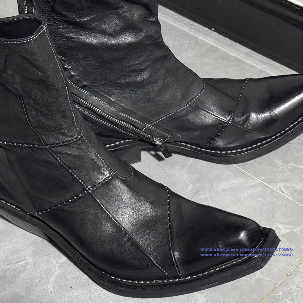 Siyah Deri Erkek Botları Sivri - Men'S Shoes Zipper incelemesi ve fiyatı