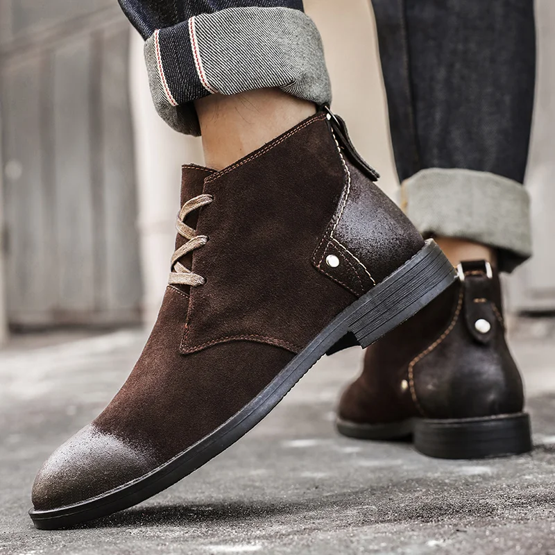 Yeni İnek Derisi Süet Bilek Bo - Men'S Shoes Zipper incelemesi ve fiyatı