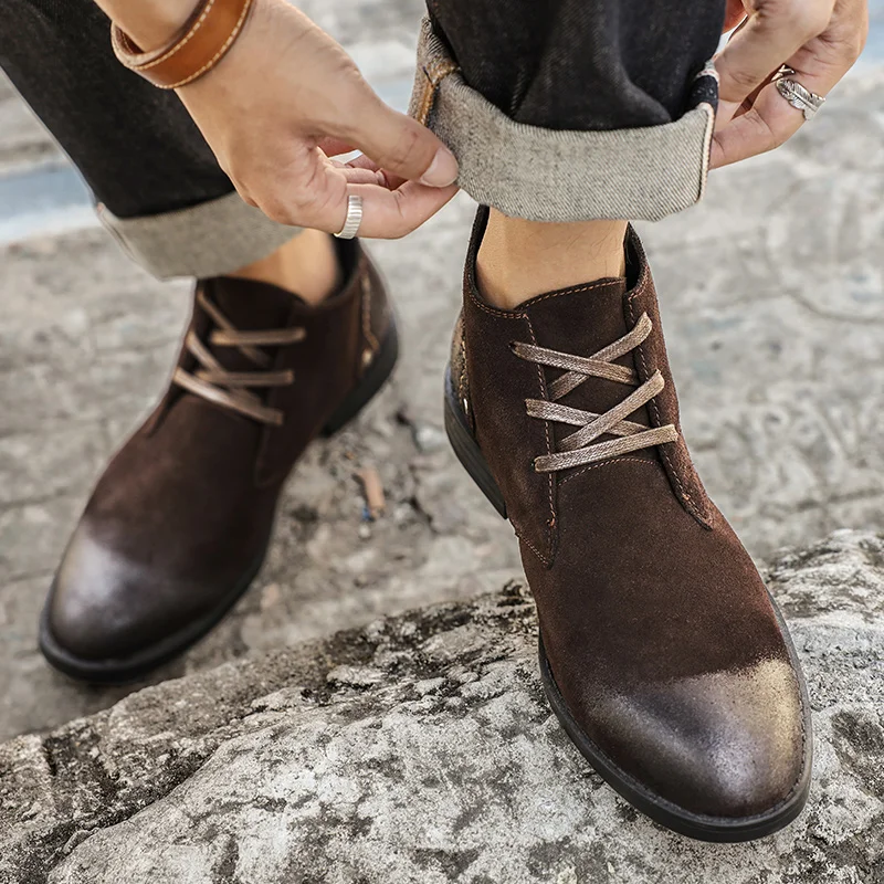 Yeni İnek Derisi Süet Bilek Bo - Men'S Shoes Zipper incelemesi ve fiyatı